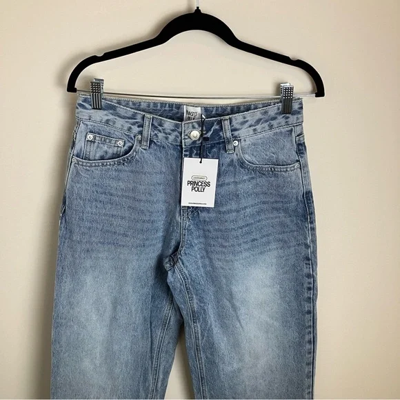 NWT Nordstrom Princess Polly Serenitia Mid Rise Relaxed Jeans Light Wash Size 4 - Picture 3 of 12